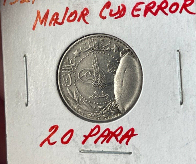 Read more about the article AH1327/4 Ottoman Turkey 20 Para – Major Cud Error L2