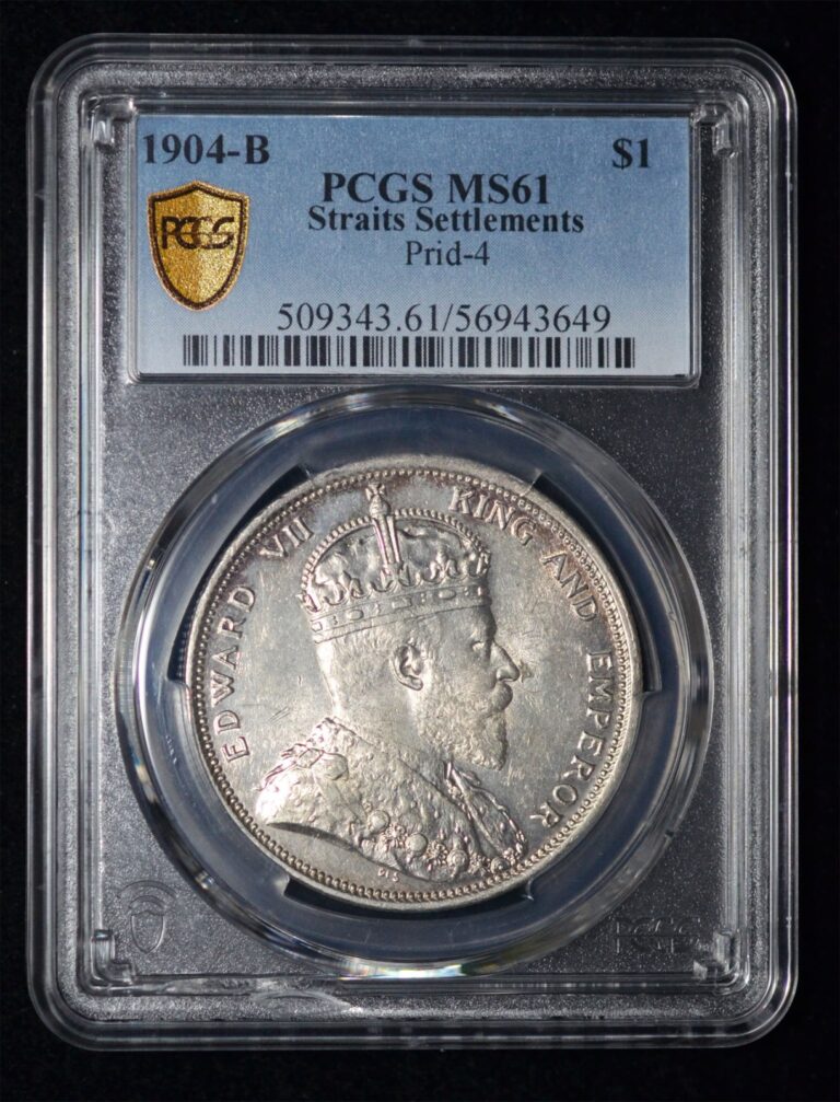 Read more about the article PCGS MS61 1904 B Straits Settlements Edward VII Silver One Dollar  KM# 25 Prid-4