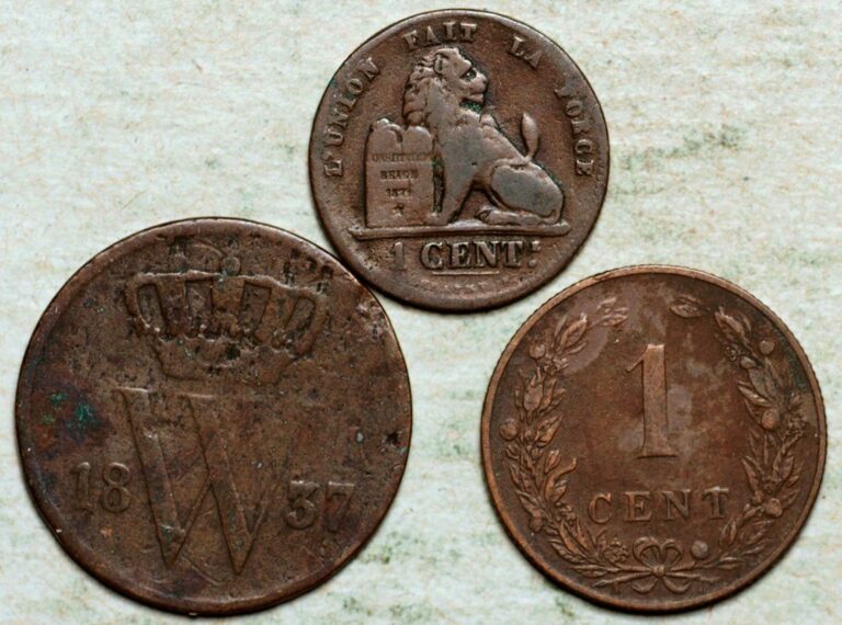 Read more about the article 1837 – 1875 – 1901 BELGIUM NETHERLANDS LOT OF THREE COINS 1 CENT