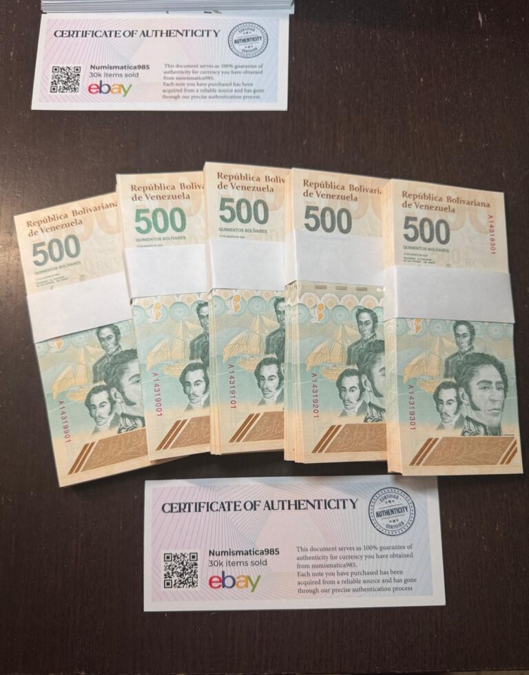 Read more about the article VENEZUELA 500 DIGITAL 2023 UNC x8 – NEW 500 Million Bolívares – COA Included