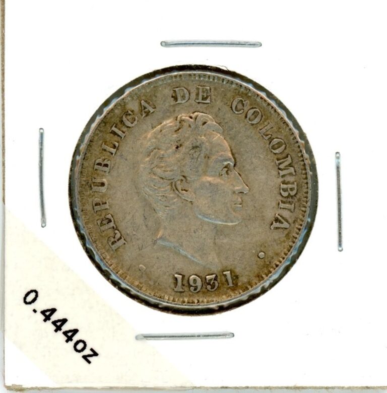 Read more about the article 1931 Colombia Cinquenta 50 Centavos Silver Coin