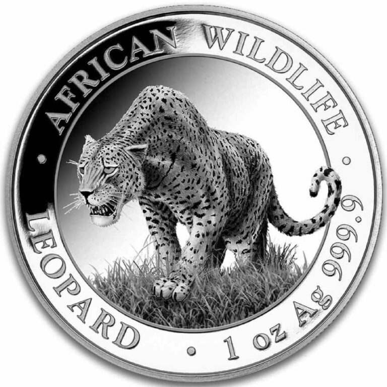 Read more about the article 2023 Somalia African Wildlife – Leopard 1 oz Silver Coin  BU