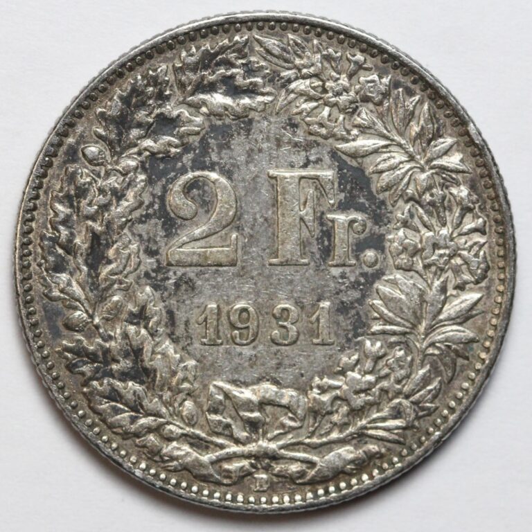 Read more about the article 1931-B 2 Francs .835 Silver Switzerland Helvetia – Nice Coin – KM# 21
