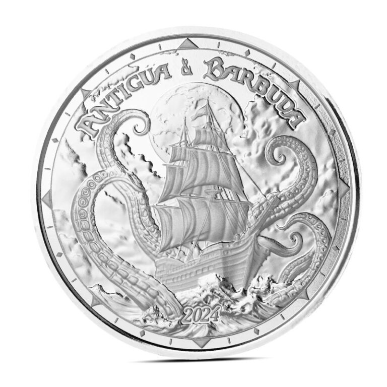 Read more about the article 2024 1 oz Antigua and Barbuda Rum Runner and Kraken Silver Coin (BU)