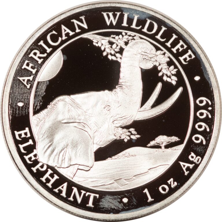Read more about the article 2023 SOMALIA 100 SHILLINGS 1 OZ .999 SILVER AFRICAN ELEPHANT – GEM PROOFLIKE UNC