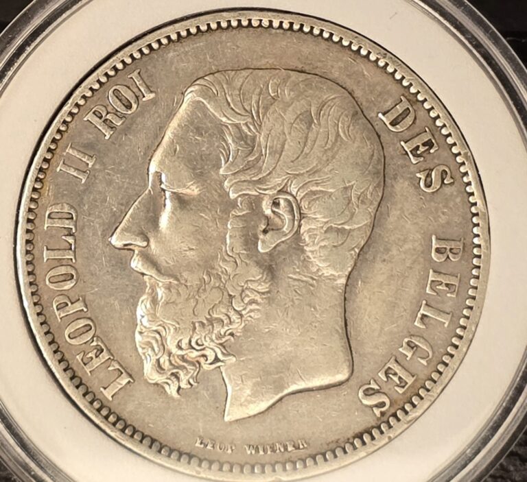 Read more about the article Belgium 1875 5 Francs Silver Coin – 0.900 Fine