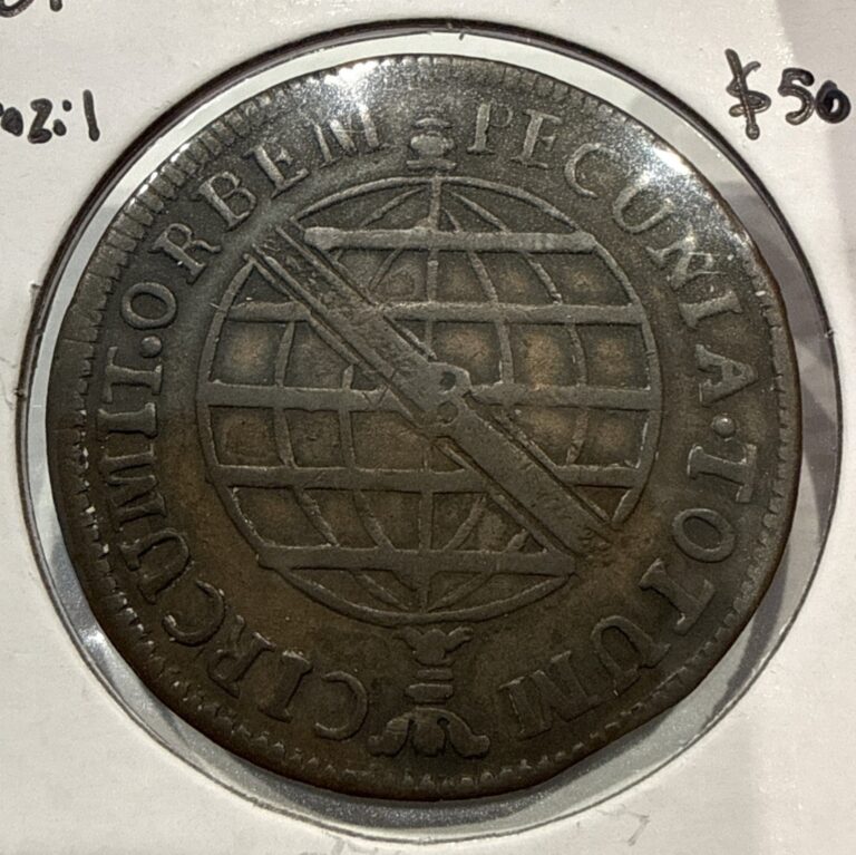 Read more about the article 1816 40 Reis Brazil Copper Coin – Crown and Globe