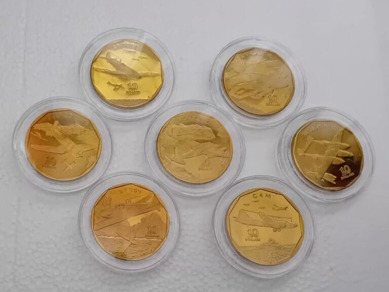 Read more about the article 7x Marshall Islands $10 Coins WWII  Airccraft Series. Superb Condition.