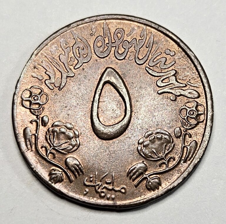 Read more about the article 1972 Sudan 5 Five Milliemes – Sudanese Coin – Bronze – World Coin – FAO