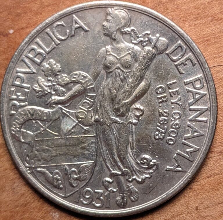 Read more about the article 1931 Panama SILVER Un Balboa. Good condition. .900 silver. Panama silver dollar.