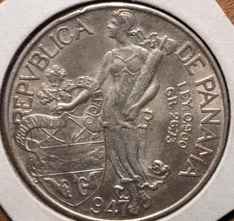 Read more about the article 1947 Panama 1 Balboa Silver Coin Philadelphia Mint 500k Mintage Very Fine Coin