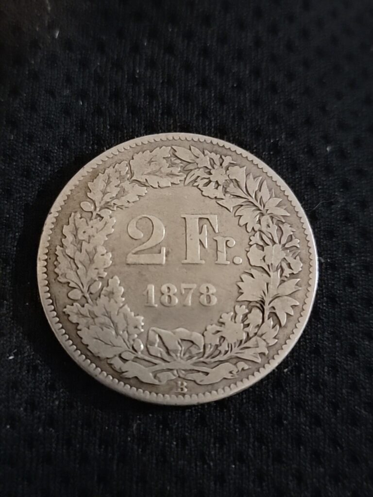Read more about the article 1878 Switzerland 2 Francs Silver Coin  Low Mintage.