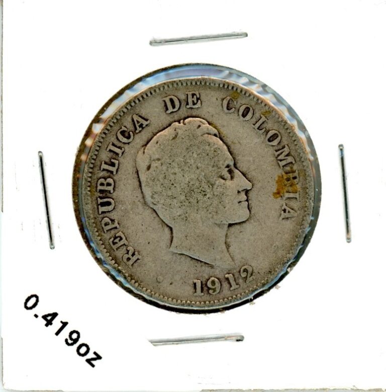 Read more about the article 1912 Colombia Cinquenta 50 Centavos Silver Coin