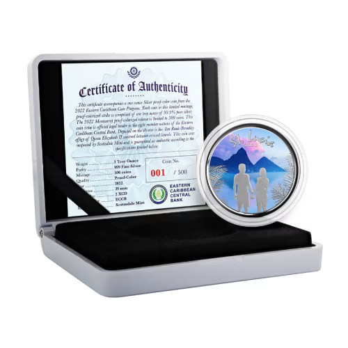 Read more about the article 2022 Silver 1 oz St. Lucia: Romantic Couple Proof (Colored)
